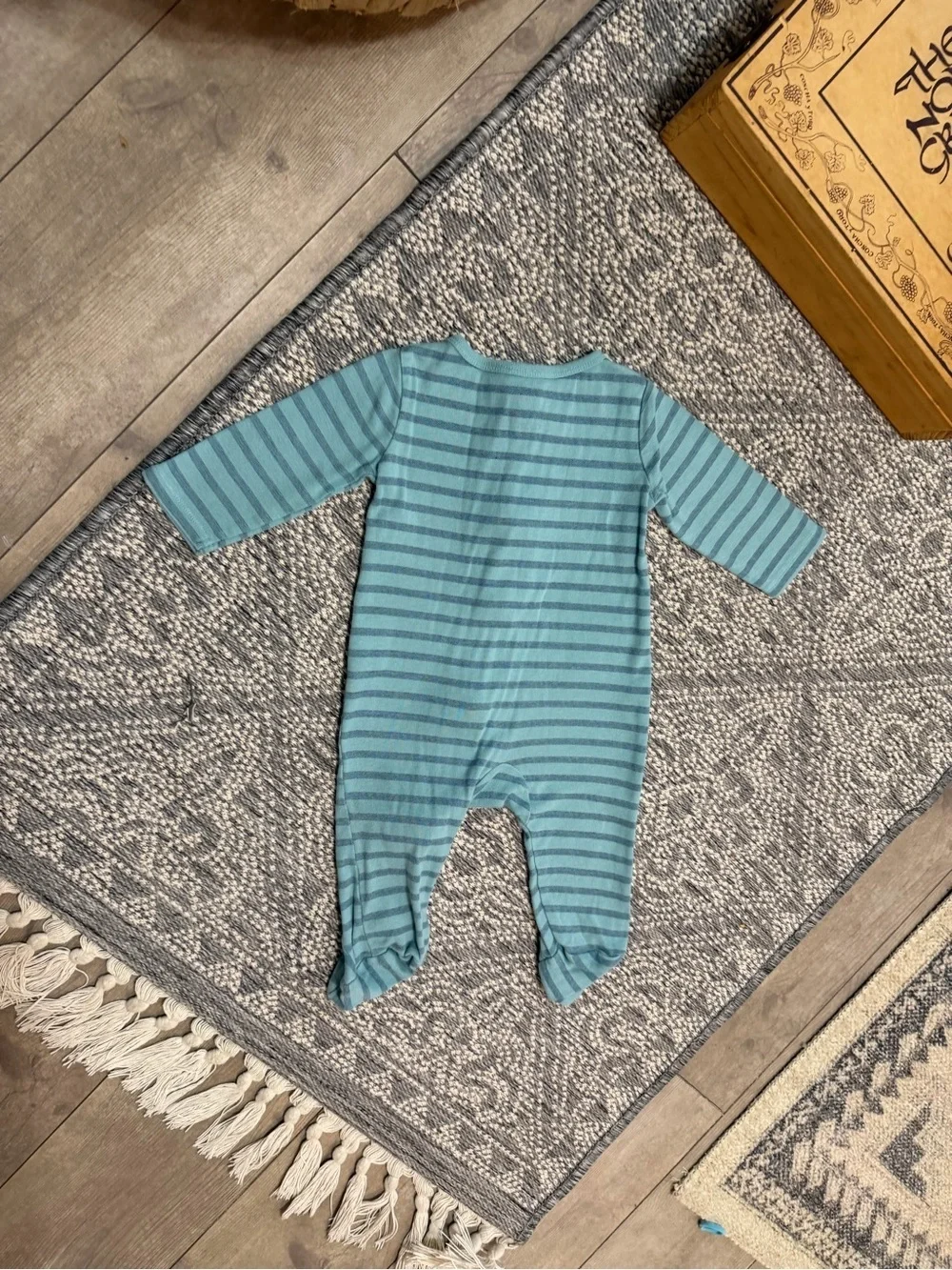 Carter's Baby Boy Modern Blue Striped Footie Pajamas 6 Months One-Piece Pajamas